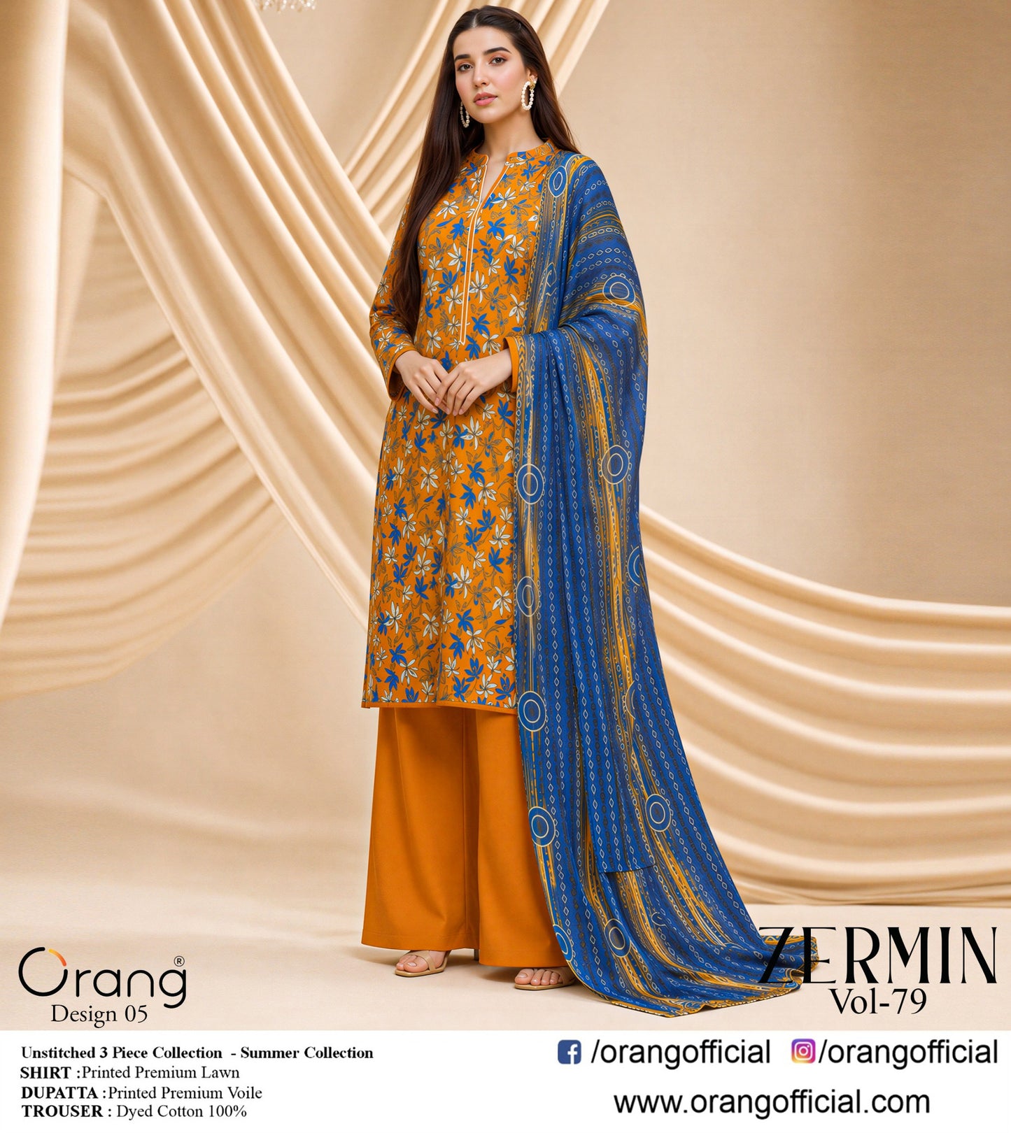 Zermin By ORANG 3 Pc Lawn ( 10 Suits )