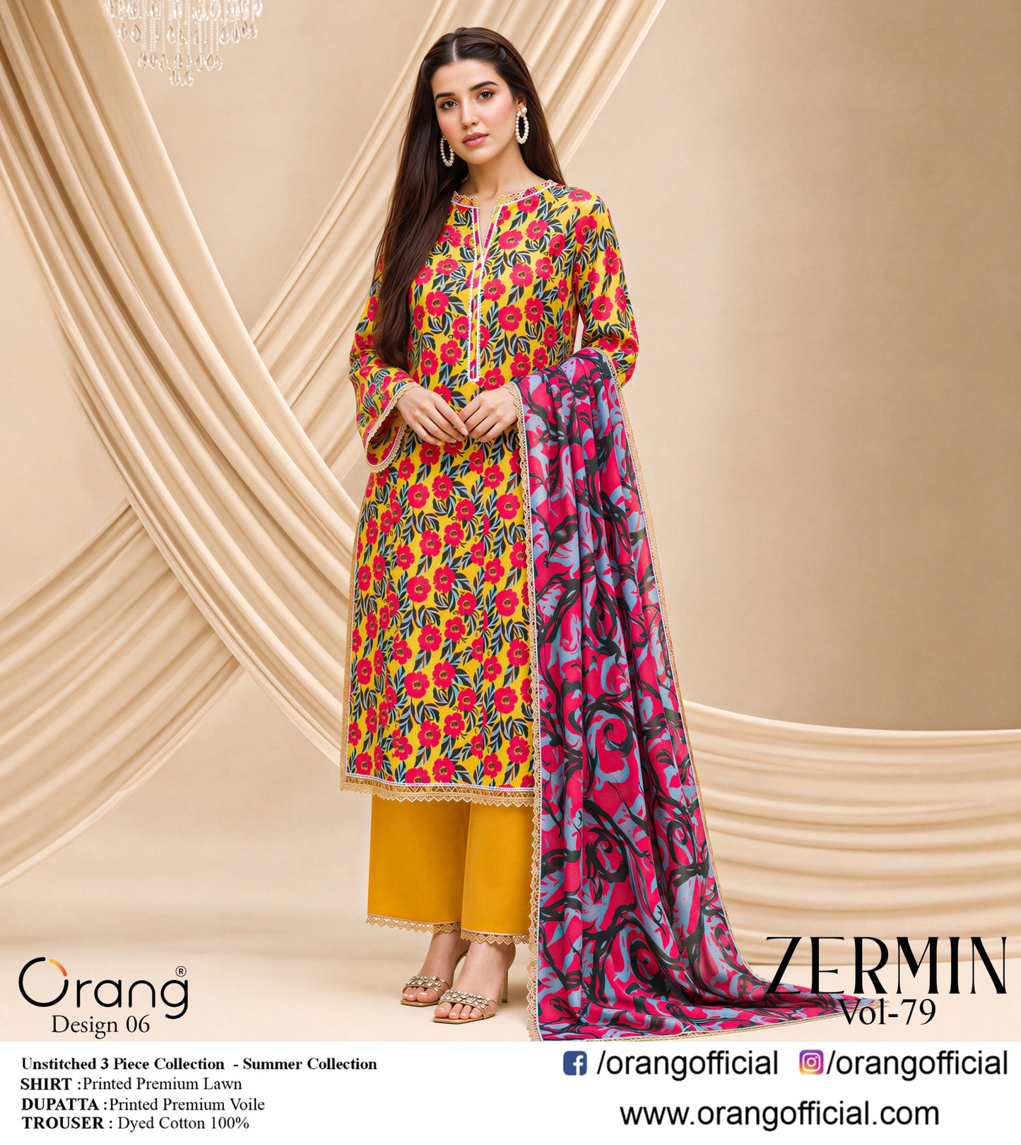 Zermin By ORANG 3 Pc Lawn ( 10 Suits )