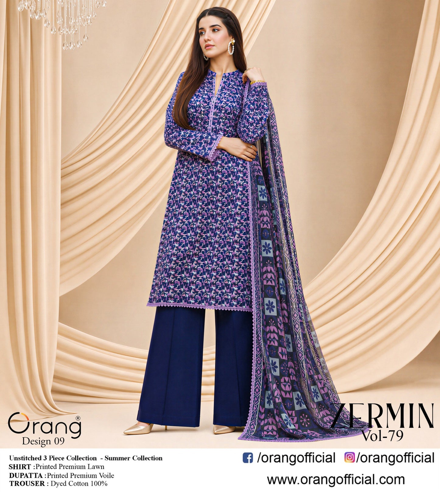 Zermin By ORANG 3 Pc Lawn ( 10 Suits )