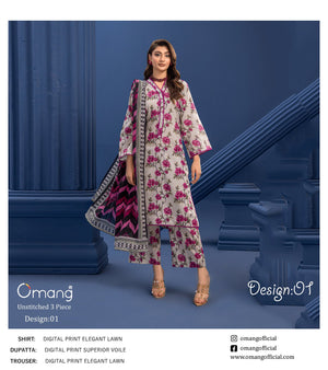 OMANG DIGITAL PRINT 3PC LAWN 20 SUITS