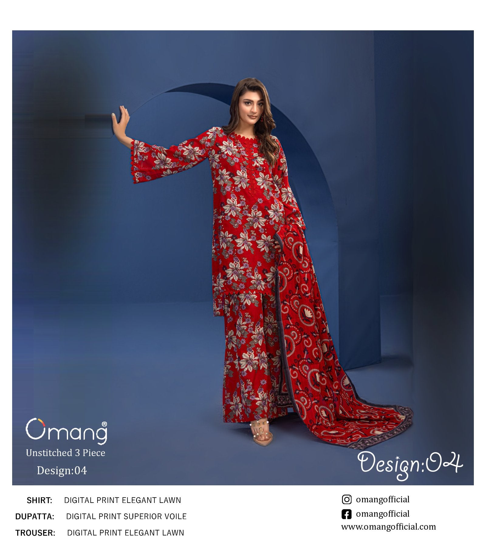 OMANG DIGITAL PRINT 3PC LAWN 20 SUITS