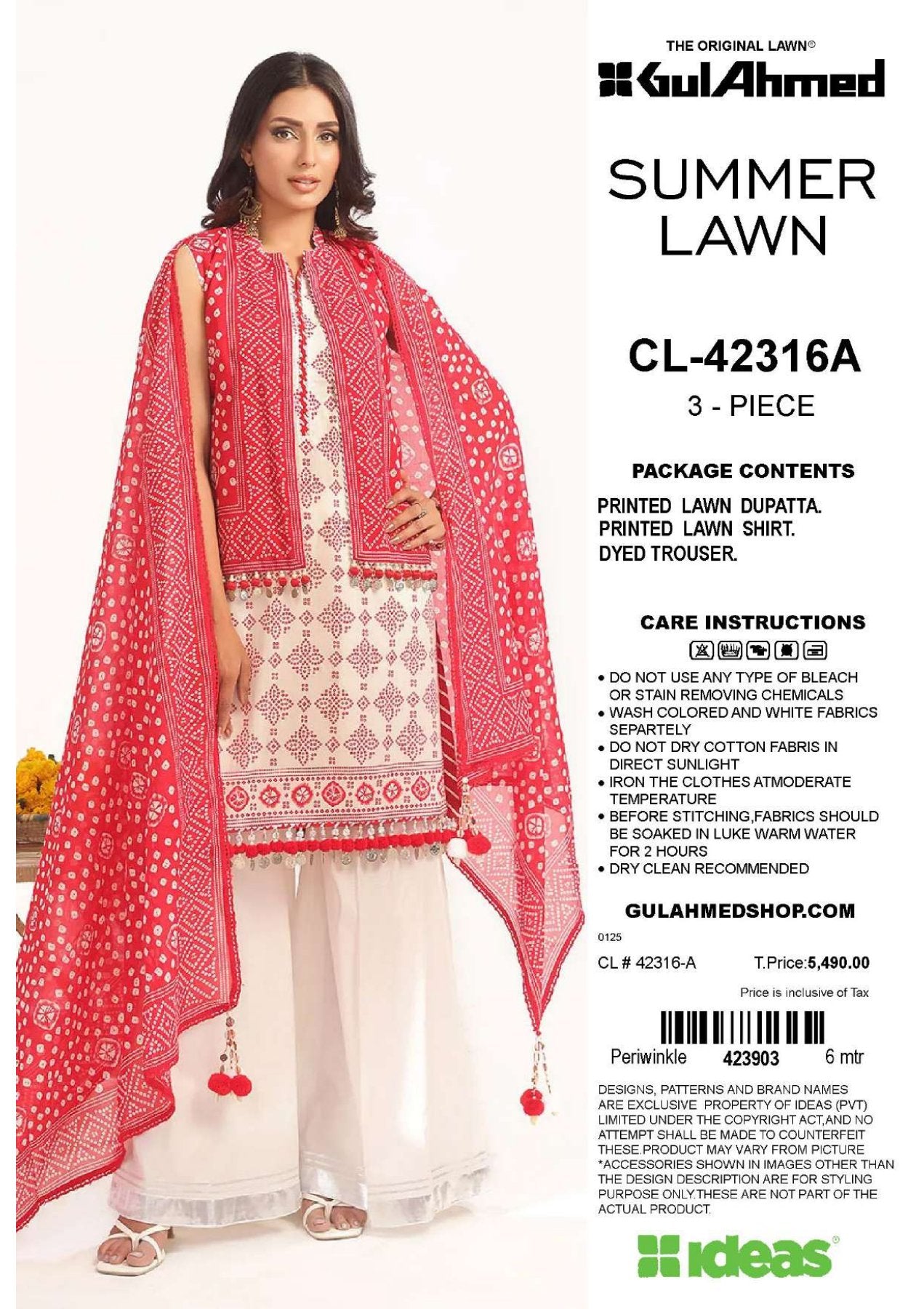 Gul Ahmed 3Pc Lawn 5 Suits A