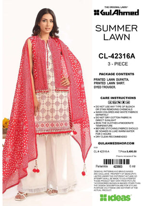 Gul Ahmed 3Pc Lawn 5 Suits A