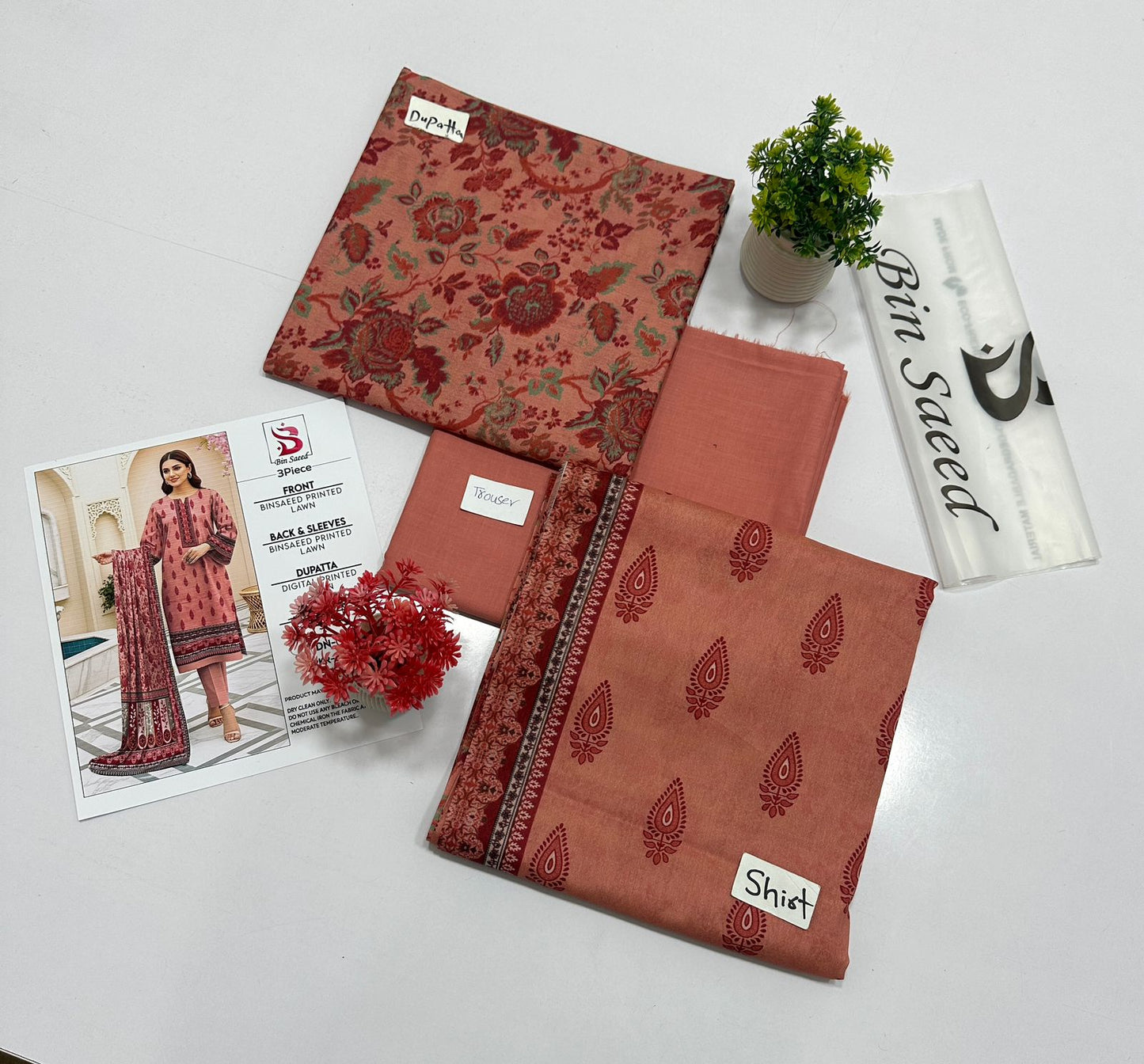 Bin Saeed  3 Pc Digital Print Lawn  (8 Suits )
