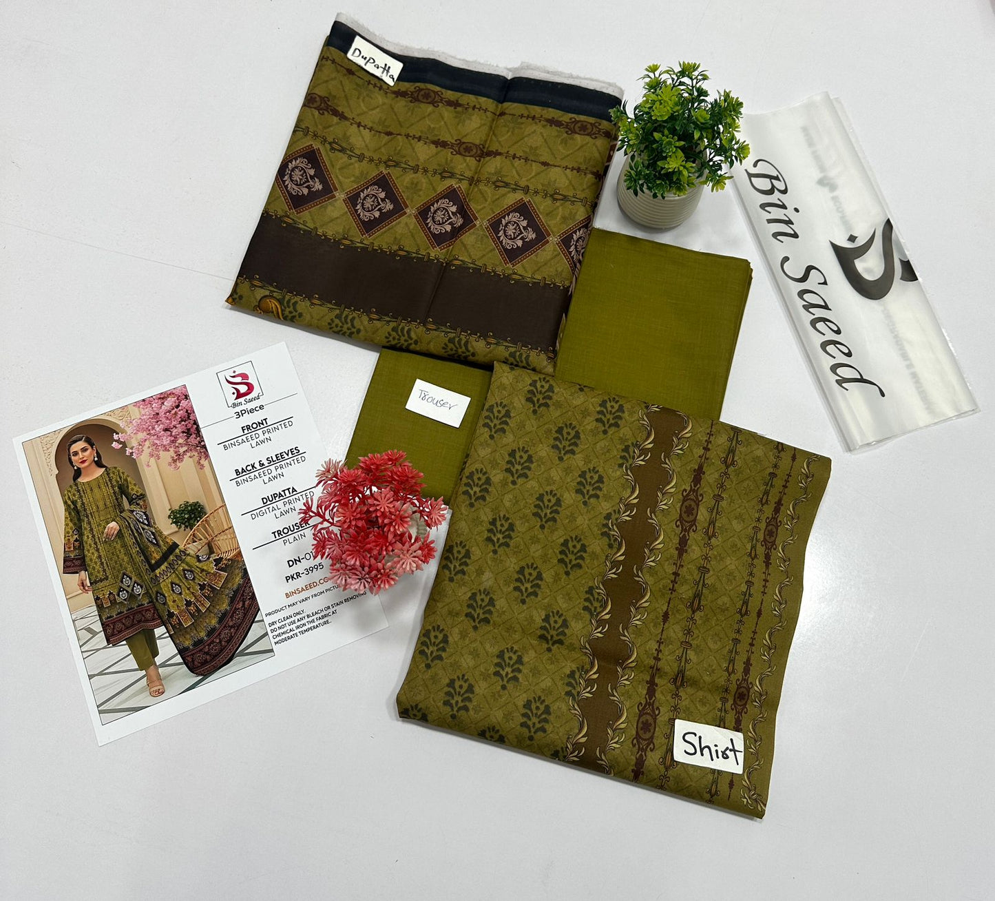 Bin Saeed  3 Pc Digital Print Lawn  (8 Suits )