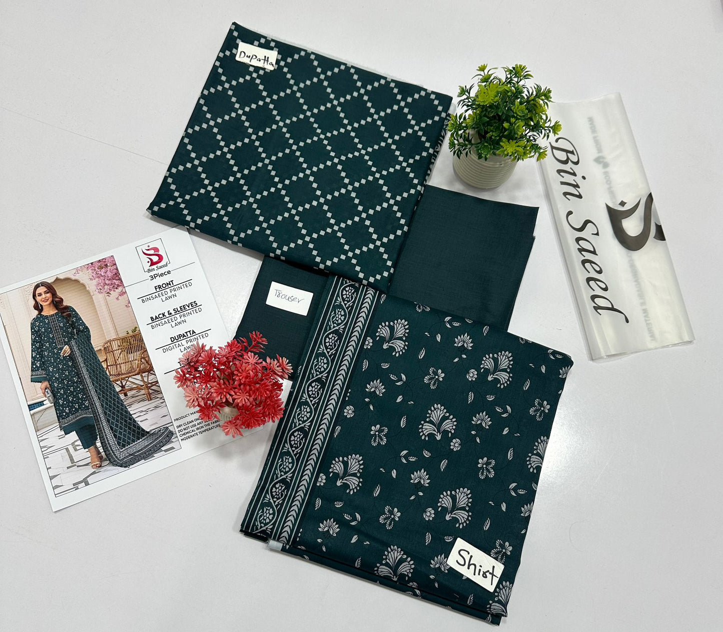 Bin Saeed  3 Pc Digital Print Lawn  (8 Suits )