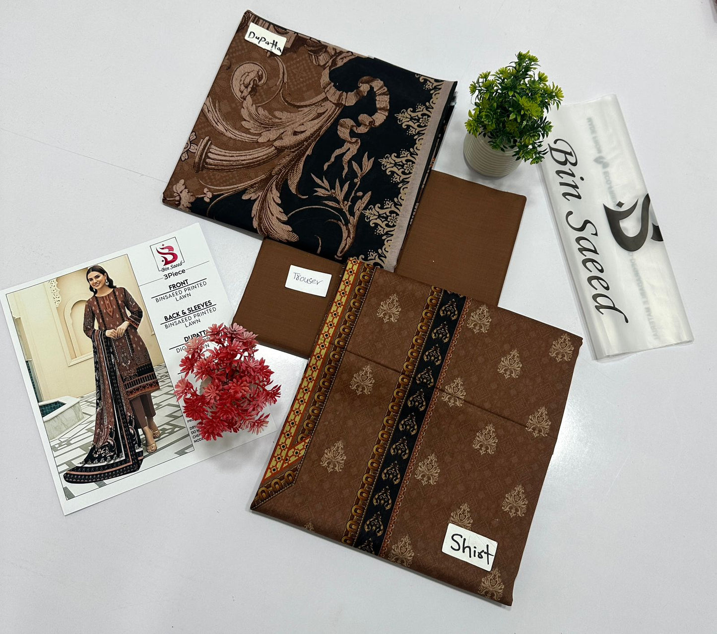 Bin Saeed  3 Pc Digital Print Lawn  (8 Suits )