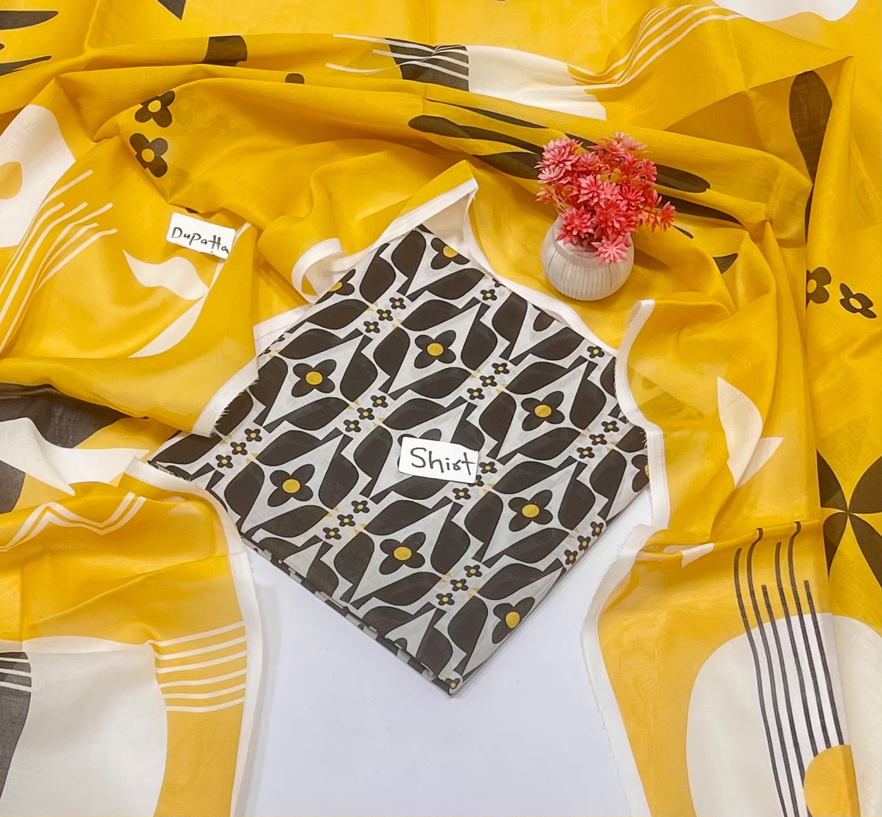 Orignal Brand Charcoal Print 2 Pc Lawn (10 Suits )