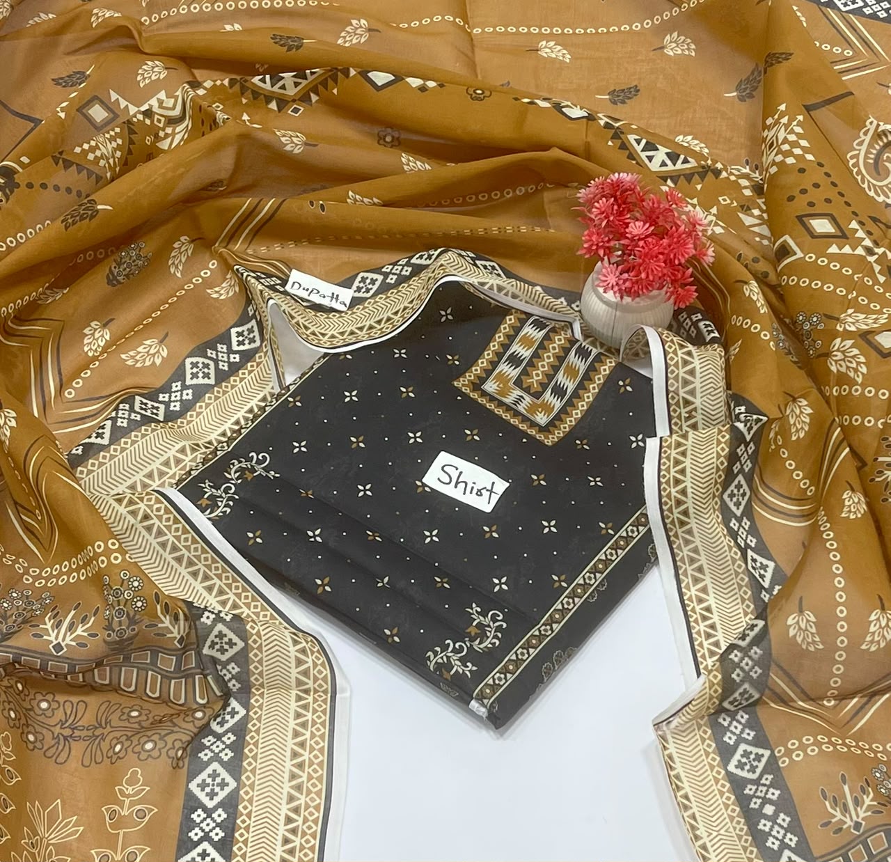Orignal Brand Charcoal Print 2 Pc Lawn (10 Suits )