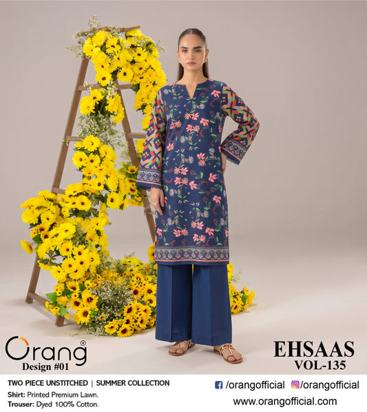 EHSAAS BY ORANG  ORIGINAL BRAND 2PC LAWN (10 Suits )