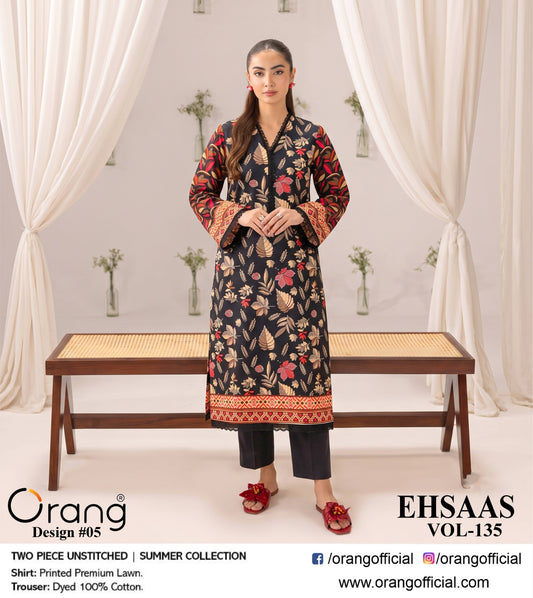 EHSAAS BY ORANG  ORIGINAL BRAND 2PC LAWN (5 Suits )